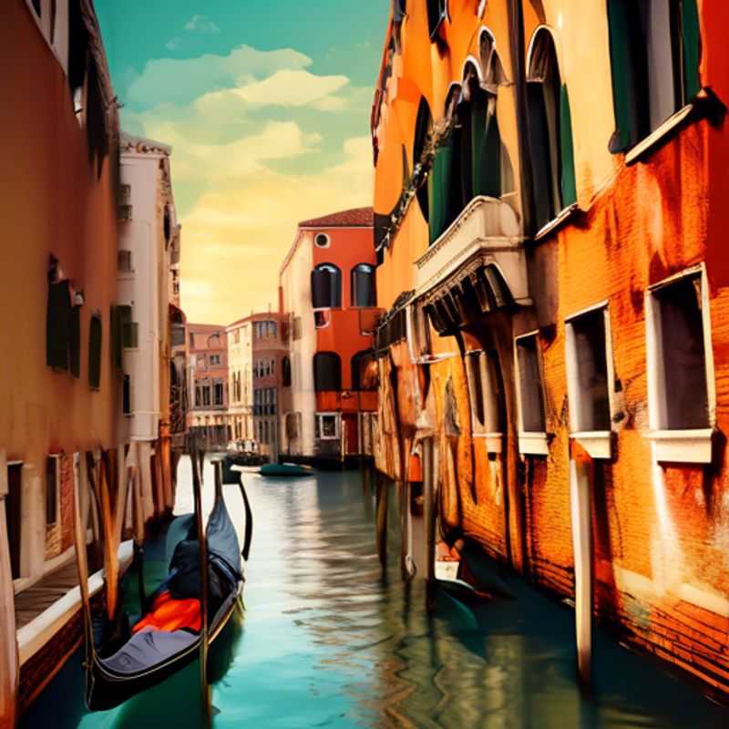 Un voyageur solitaire se délectant du charme unique de Venise à l'automne. La Sérénissime, baignée de lumière dorée,