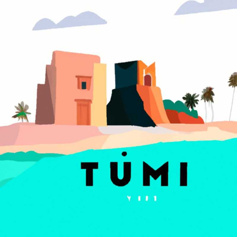 A solo traveler basking in the vibrant glow of Tulum, Mexico's sun-kissed beach, surrounded by lush greenery and the turquoise waters of the Caribbean Sea, during her three-week summer adventure.