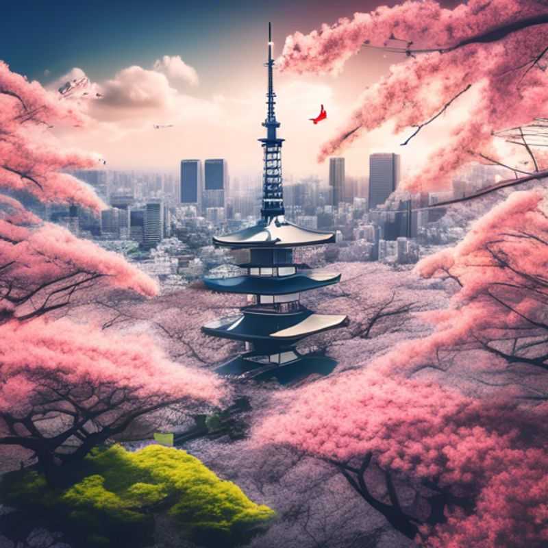 Deux couples explorant le paysage urbain vibrant de Tokyo, Japon, sous le soleil printanier. Le groupe de voyageurs profite d'une aventure de deux semaines dans la capitale fascinante.