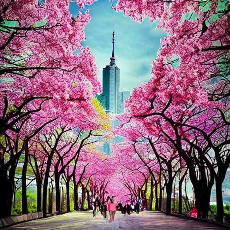Séoul au printemps : des cerisiers en fleurs et une ville vibrante.
