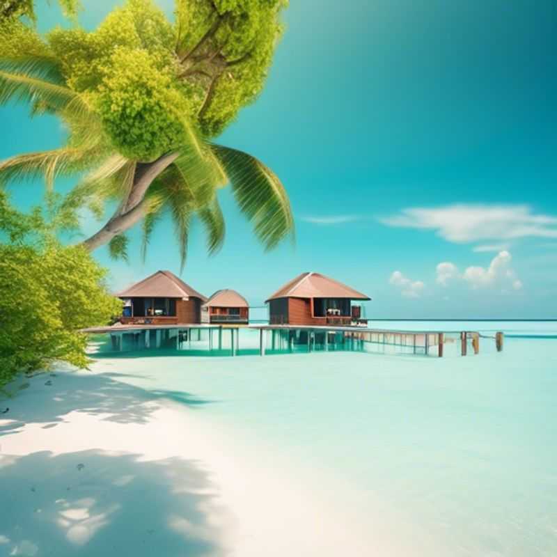A couple basking in the idyllic turquoise waters of the Maldives, enjoying a serene and luxurious escape during their three-week spring adventure.