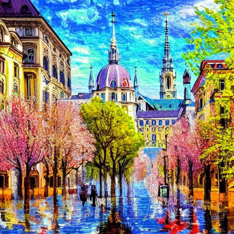 Vienne au printemps : une image idyllique de la ville, peut-être montrant des fleurs en fleurs dans un parc ou des bâtiments historiques illuminés par le soleil.