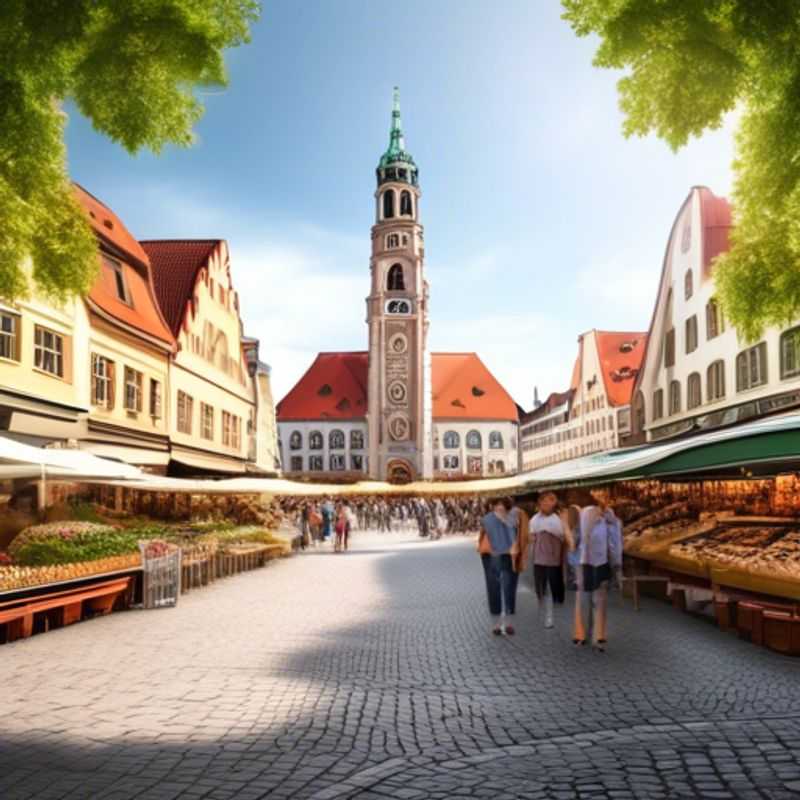Trois couples découvrant les délices culinaires de Munich, Allemagne, lors d'un voyage de 5 jours au printemps. Un marché coloré plein de vie, une promesse de saveurs authentiques et de moments délicieux.
