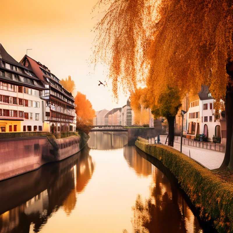 Le Weekend Traveler, un couple aventureux, explore les charmes pittoresques de Strasbourg, en France, pendant une semaine automnale. Les couleurs vives des feuilles d'automne contrastent avec les bâtiments historiques de la ville, créant une ambiance magique.