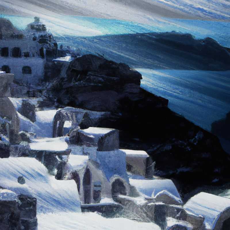 Deux couples explorent la beauté saisissante de Santorin, Grèce, en hiver, admirant les maisons blanches emblématiques et les eaux bleues cristallines de la caldeira.
Translation: Two couples explore the striking beauty of Santorini, Greece, during winter, taking in the iconic whitewashed buildings and crystal-clear blue waters of the caldera.