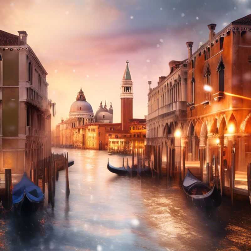 The Cultural Explorers soak in the winter magic of Venice, Italy, as they wander through the enchanting canals and historic bridges, with the iconic Rialto Bridge framed by the serene winter sky.