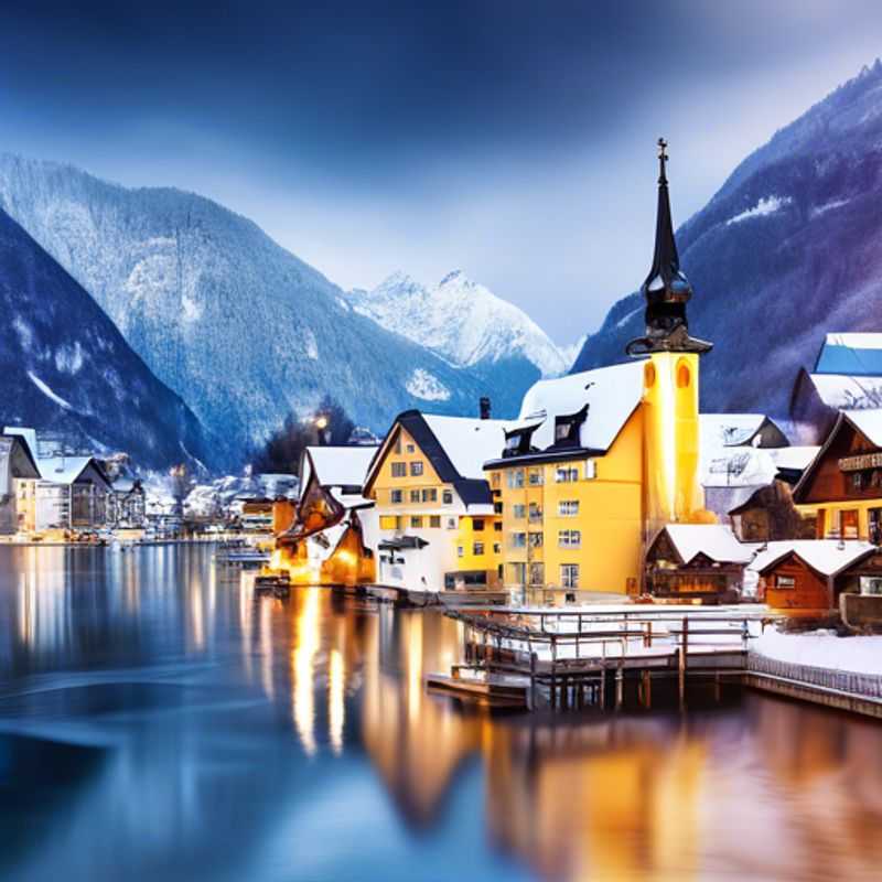 Deux couples explorant le charmant village de Hallstatt, en Autriche, entouré de montagnes enneigées et d'un lac scintillant, lors de leur escapade romantique de deux semaines.