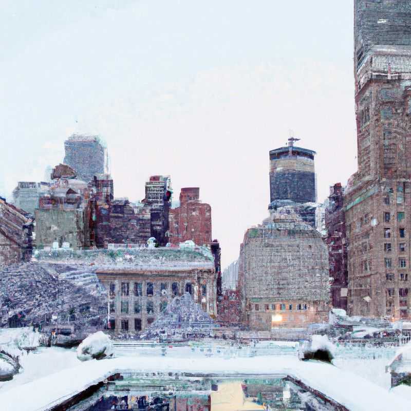 Deux couples profitant de la magie hivernale de la silhouette emblématique de New York, États-Unis, lors de leur escapade de 2 semaines pendant la saison froide.