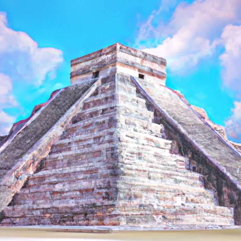 A family with wide-eyed children stands before the awe-inspiring El Castillo pyramid at Chichen Itza, Mexico, during their 3-week spring adventure, ready to unravel the ancient Mayan mysteries that permeate this sacred site.