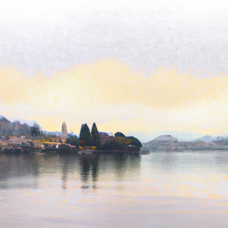 A solitary figure stands on the picturesque shores of Lake Maggiore, Italy, bundled up against the winter chill. The tranquil waters reflect the snow-capped mountains in the distance, creating a breathtaking winter wonderland. The traveler gazes out at the serene beauty, lost in the moment and embracing the solitude of their lakeside escape.
