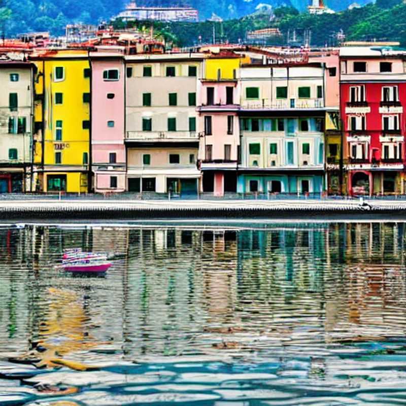 La Spezia, Italie, au printemps : une vue pittoresque de la ville portuaire baignée de soleil.
