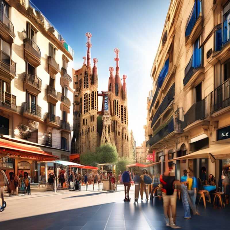 Un voyageur solitaire explore les charmes de Barcelone en hiver, se délectant de l'architecture gothique de la Sagrada Familia sous un ciel bleu azur.