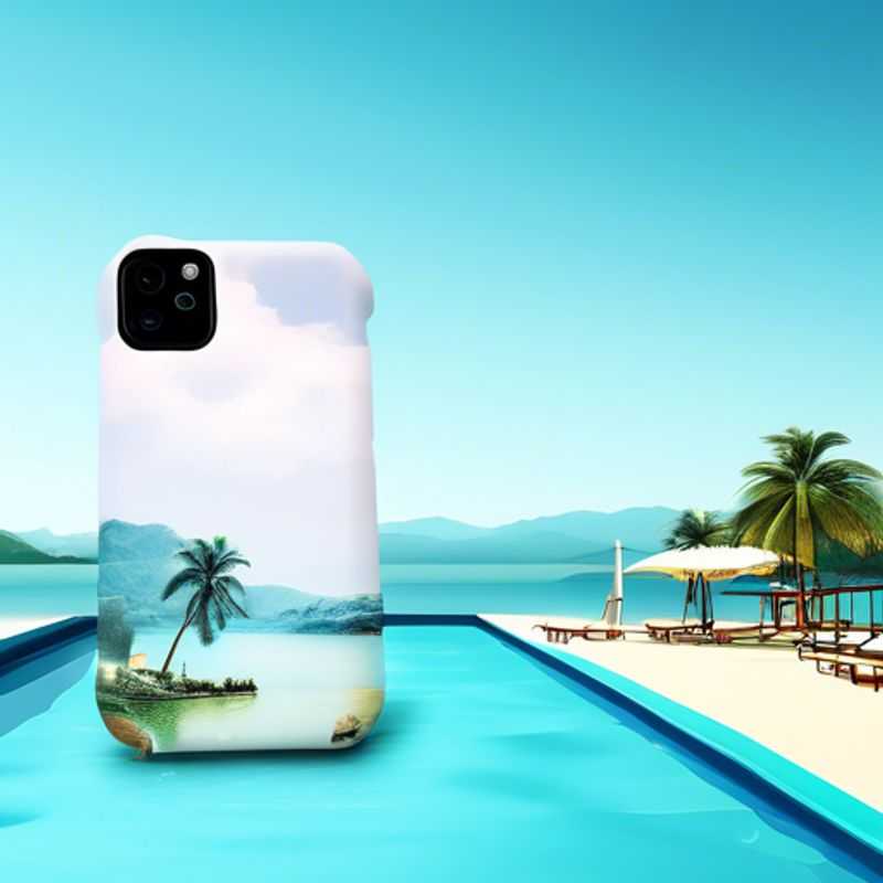 A close-up shot of a sleek, waterproof phone case, highlighting its protective features and ensuring your smartphone stays safe and dry during adventures.