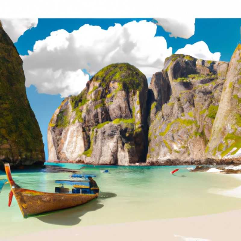 A solo traveler basking in the vibrant beauty of Ko Phi Phi, Thailand, a tropical paradise known for its crystal-clear waters and towering limestone cliffs, during their 4-day summer adventure.
