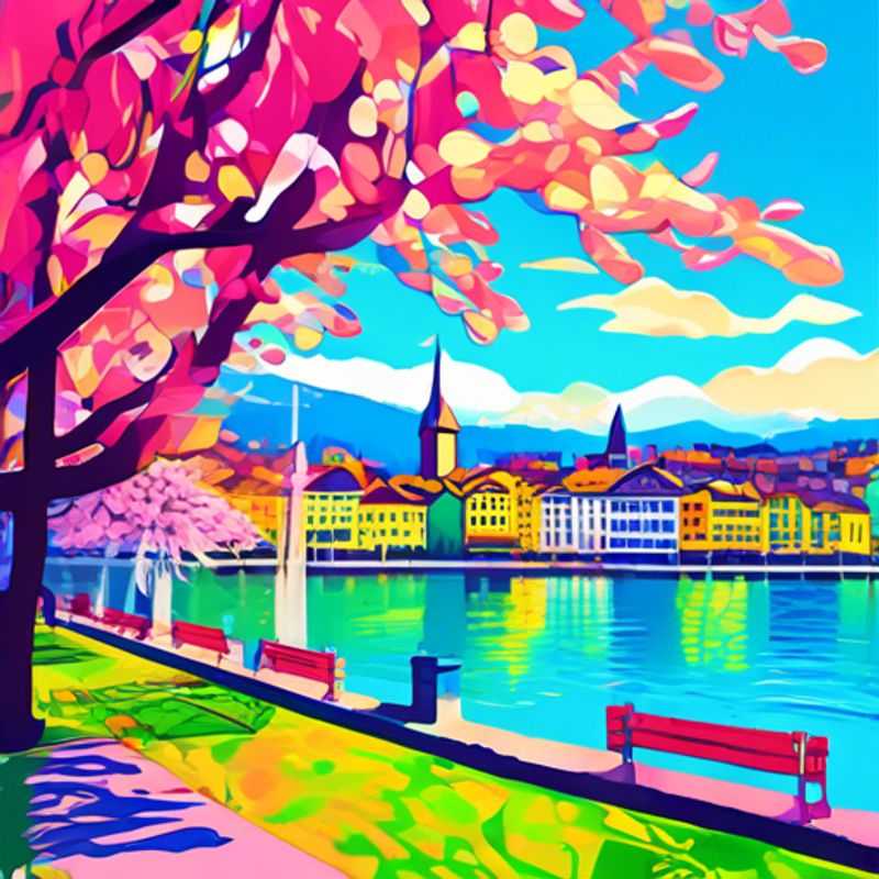 Deux couples savourant la beauté printanière de Zurich, Suisse, en train de déguster une délicieuse fondue suisse dans un cadre pittoresque, lors de leur escapade culinaire de trois jours.