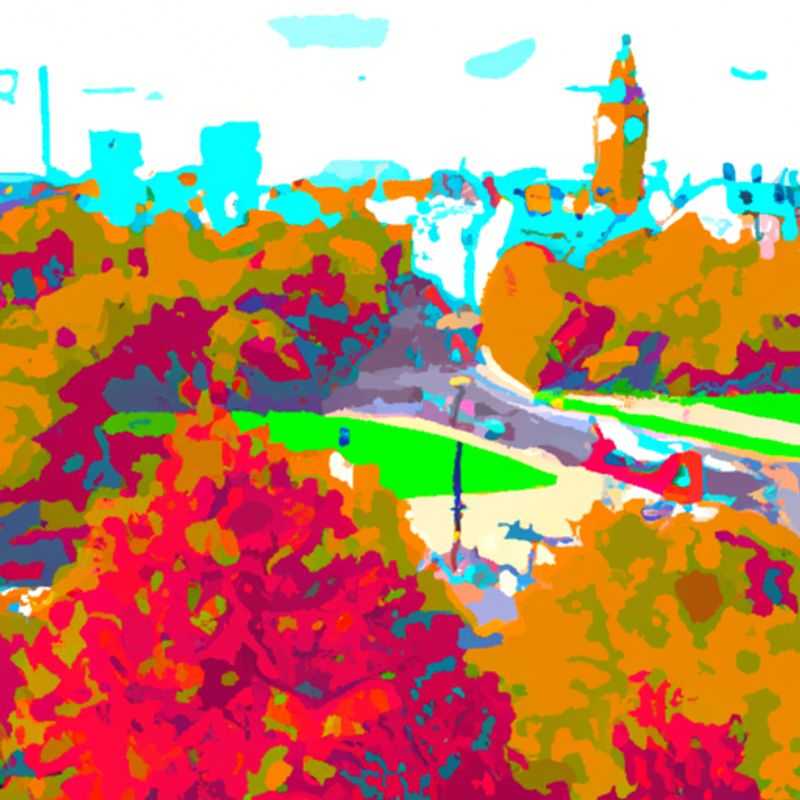 Amidst the vibrant autumn foliage of London, UK, two couples capture a moment of pure joy in front of the iconic Buckingham Palace, their faces alight with the enchantment of the British capital during their four-day autumn adventure.