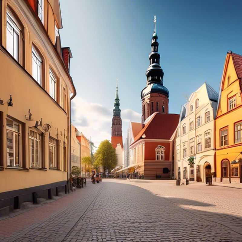Three couples exploring the charming streets of Riga, Latvia, surrounded by stunning Art Nouveau architecture and festive winter decorations, as they embark on a two-week romantic getaway.