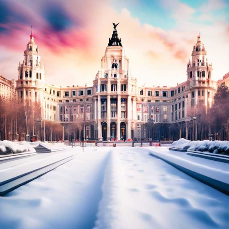 Une famille, les Voyageurs Bien-être, savourent le soleil d'hiver à Madrid, Espagne, lors d'une escapade de deux semaines. On les voit devant le Palais Royal, un symbole de l'histoire et de la grandeur de la ville.