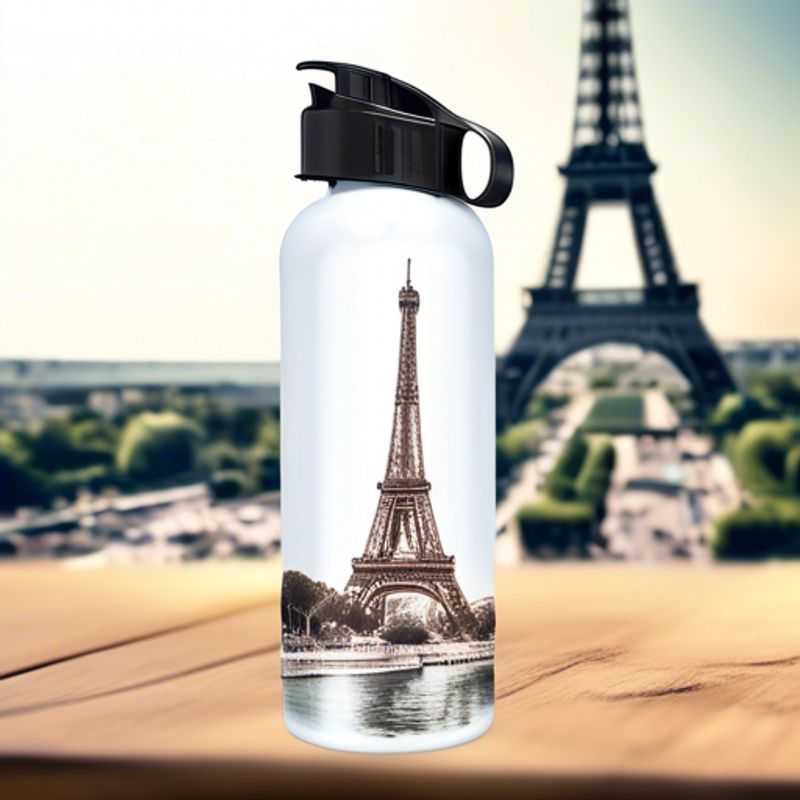A close-up of a sleek, reusable water bottle, showcasing its eco-friendly design and practical features.
