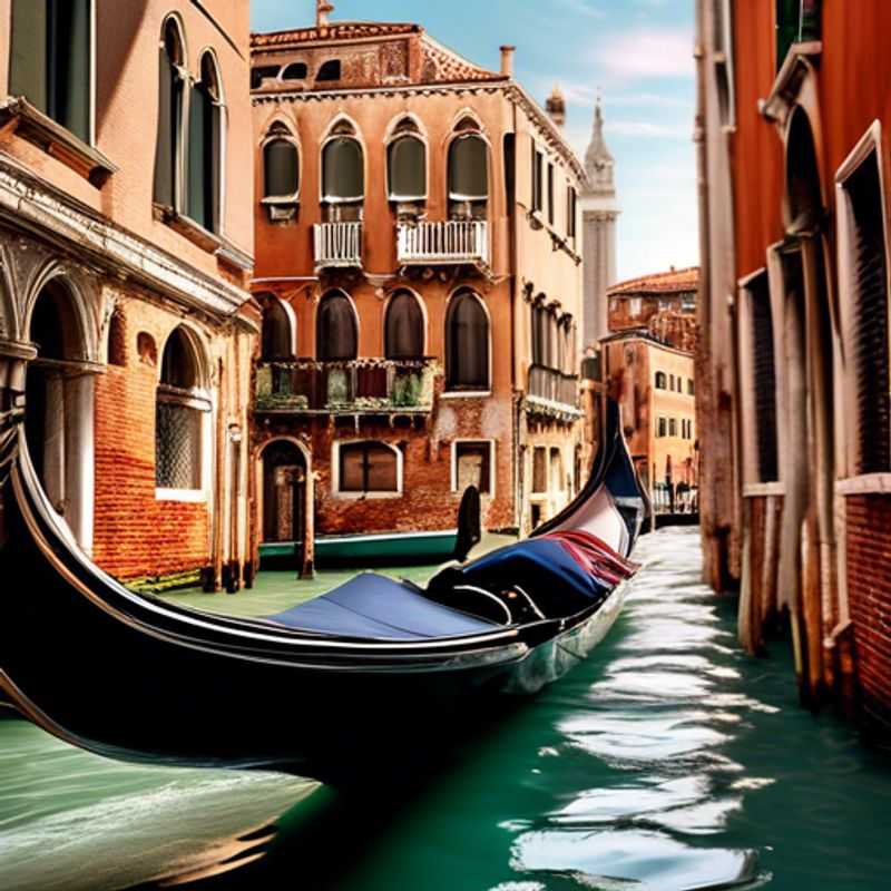 Un voyageur solitaire se délectant du charme unique de Venise à l'automne. La Sérénissime, baignée de lumière dorée,