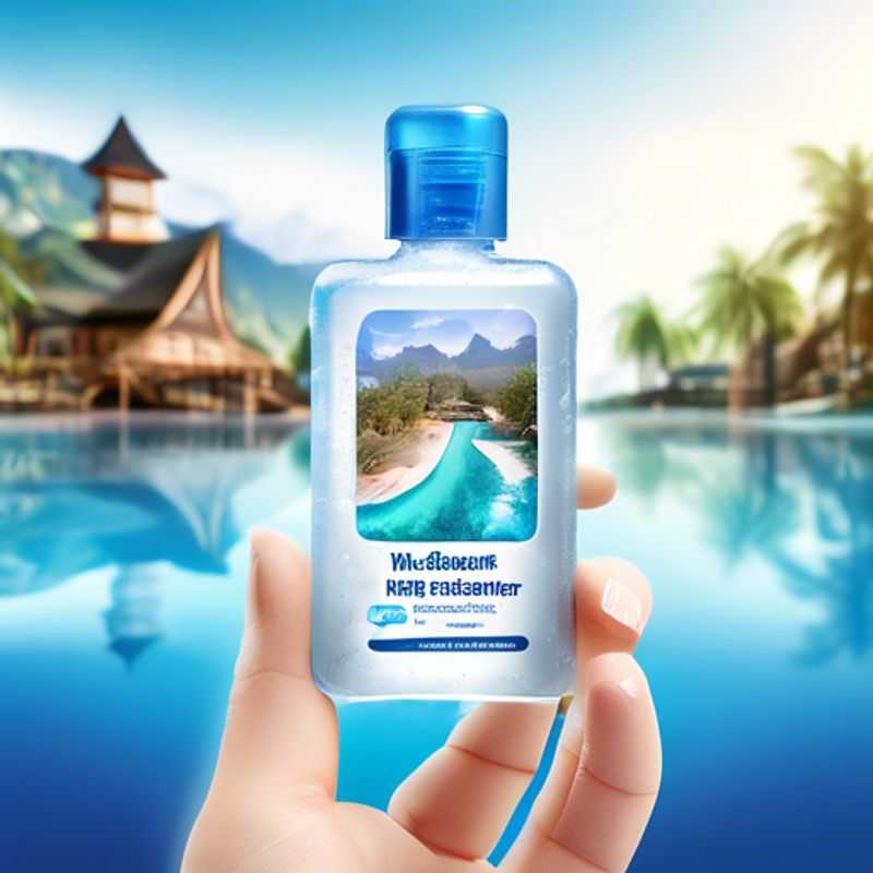 A close-up shot of a travel-sized hand sanitizer bottle and a pack of wet wipes, essential hygiene items for everyday travel and adventures.