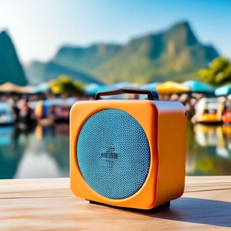 Un haut-parleur Bluetooth portable, parfait pour écouter de la musique en déplacement.