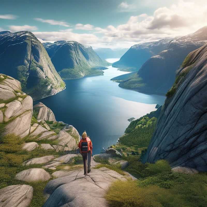 Two couples marveling at the breathtaking views of the majestic Norwegian Fjords, surrounded by towering cliffs and serene waters, during their 4-day budget-friendly adventure in Norway.