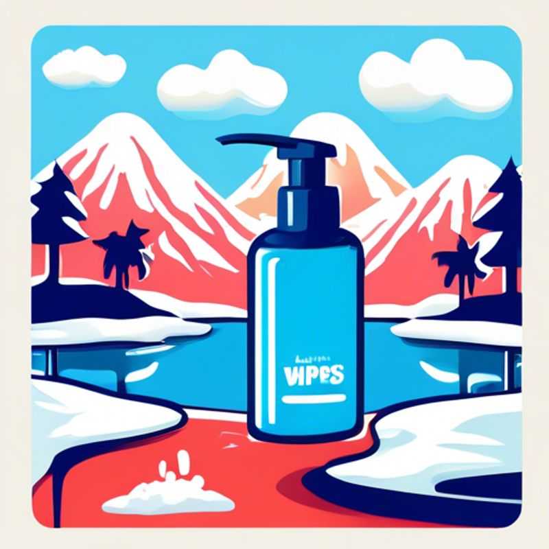 A close-up shot of a travel-sized hand sanitizer bottle and a pack of wet wipes, essential hygiene items for everyday travel and adventures.