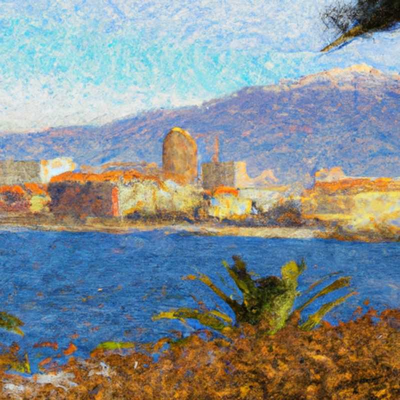 A lone traveler gazes out at the azure waters of Ajaccio harbor, Corsica, France, framed by majestic mountains. This image captures the solitude and serenity of a winter escape to this Mediterranean gem, inviting viewers to immerse themselves in the tranquility of Corsica's hidden wonders.