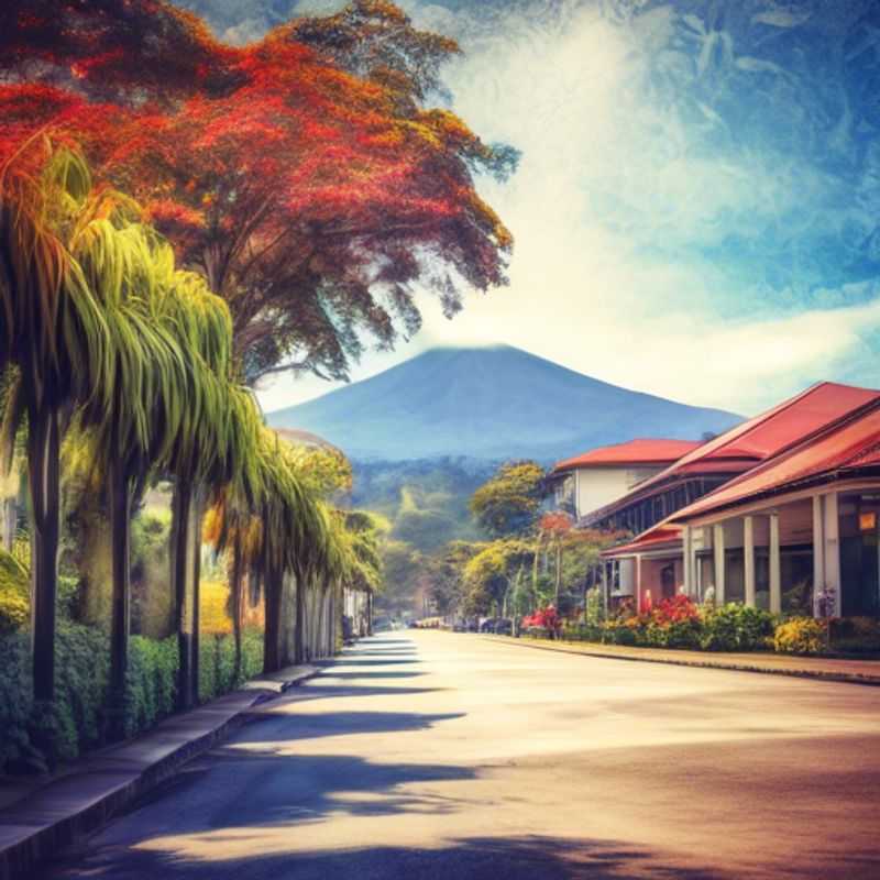 Two couples, the embodiment of the Long-term Traveler spirit, soaking up the vibrant energy of San José, Costa Rica, amidst a lush tropical landscape, during their two-week winter adventure.