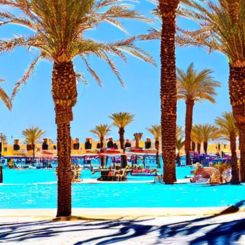 Hurghada, Égypte, ensoleillée et accueillante au printemps : plage idyllique et eaux turquoise.