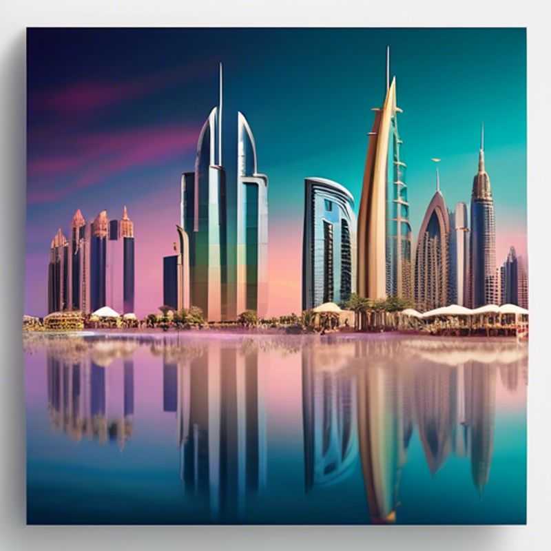 Un couple élégant se prélasse au bord d'une piscine à débordement avec vue sur le magnifique horizon de Dubaï, les gratte-ciel scintillants sous le soleil printanier. Un voyage de luxe de 4 jours dans les Emirats Arabes Unis.