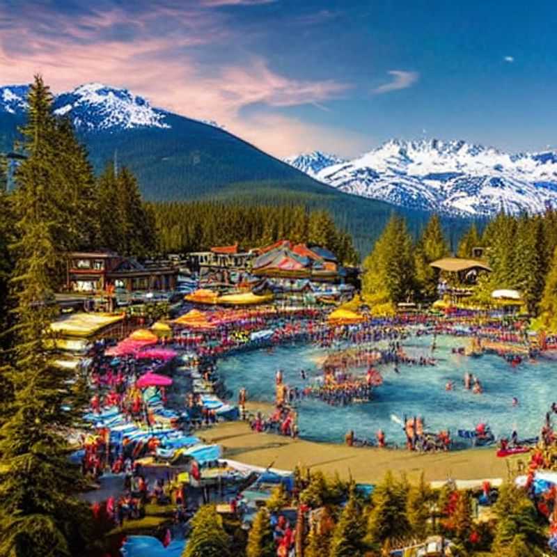 Whistler au printemps : des pentes enneigées, un ciel bleu azur, et l'ambiance festive des vacances de printemps.