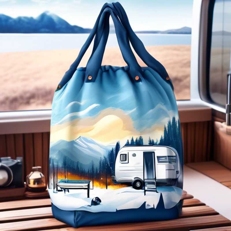 A close-up of a portable shower bag, ready for adventure, with its hanging hook and shower head visible, perfect for outdoor showers or glamping trips.