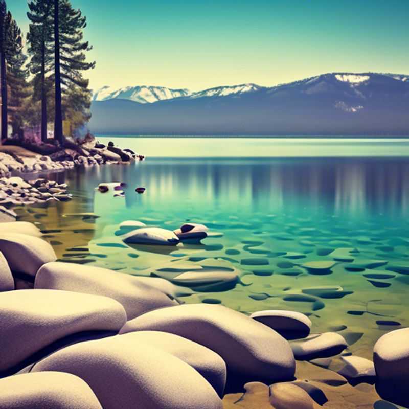 Deux couples profitant de la beauté sereine du lac Tahoe, aux États-Unis, lors de leur escapade de 4 jours à la recherche d'une coolcation pendant un festival.