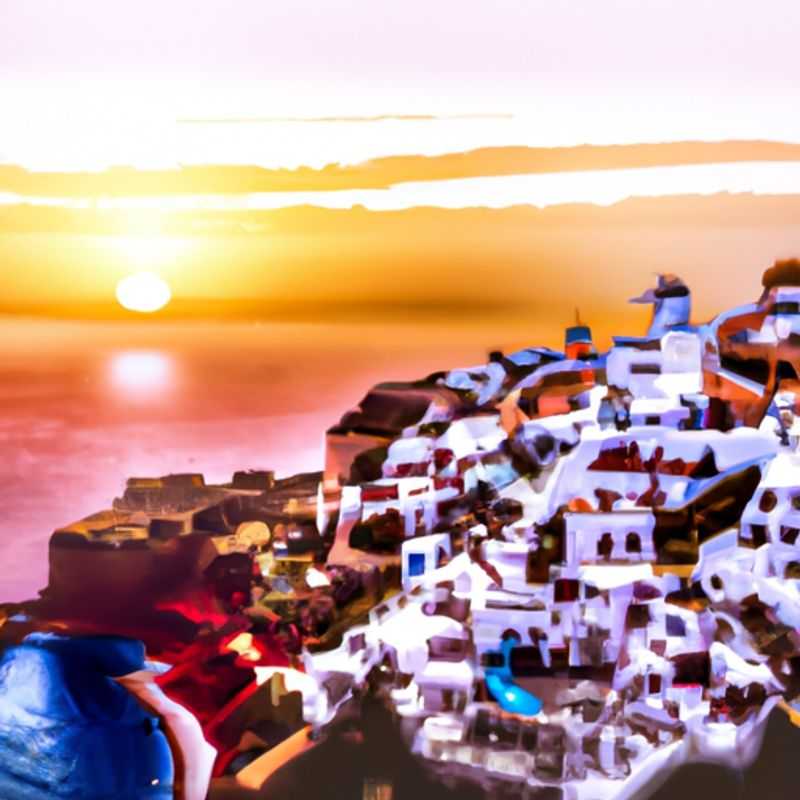 Une famille avec enfants admire la vue imprenable sur la caldera de Santorin, Grèce, depuis le pittoresque village d'Oia, aux maisons blanches et aux toits bleus emblématiques, lors de leur escapade de 5 jours entre l'été et l'automne.