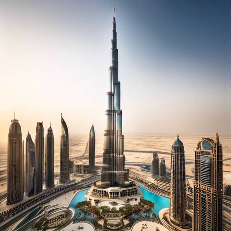 Un couple élégant se prélasse au bord d'une piscine à débordement avec vue sur le magnifique horizon de Dubaï, les gratte-ciel scintillants sous le soleil printanier. Un voyage de luxe de 4 jours dans les Emirats Arabes Unis.