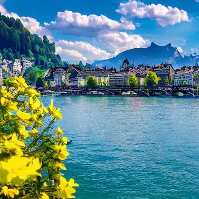 Lucerne, Suisse, baignée de soleil printanier :