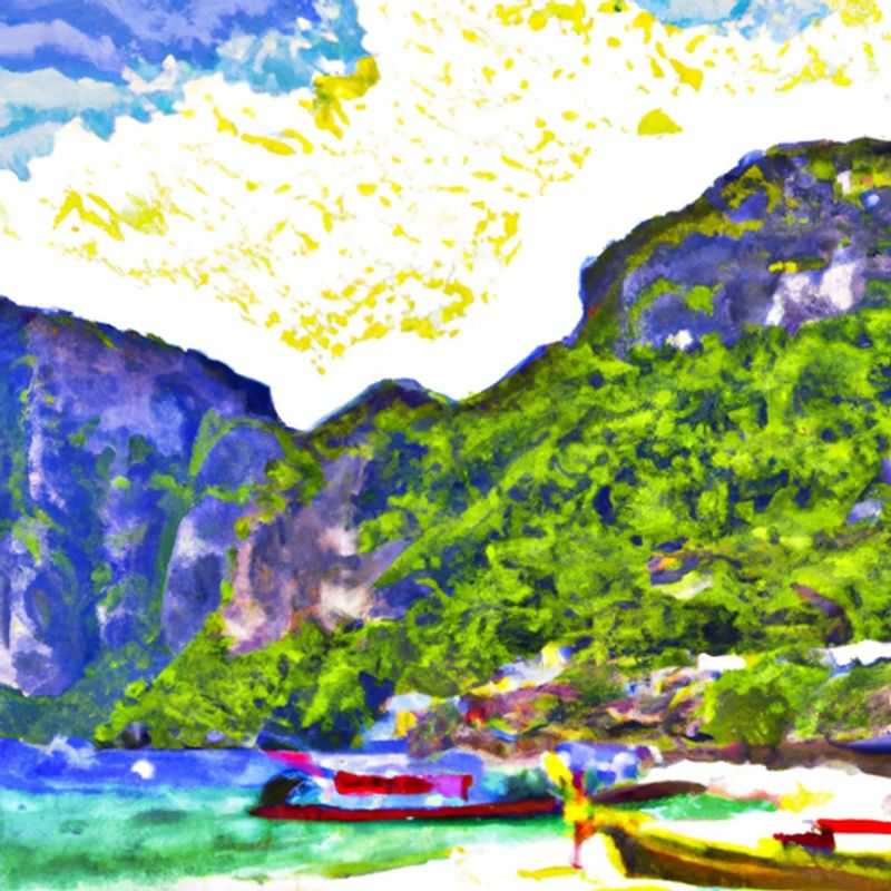A solo traveler basking in the vibrant beauty of Ko Phi Phi, Thailand, a tropical paradise known for its crystal-clear waters and towering limestone cliffs, during their 4-day summer adventure.