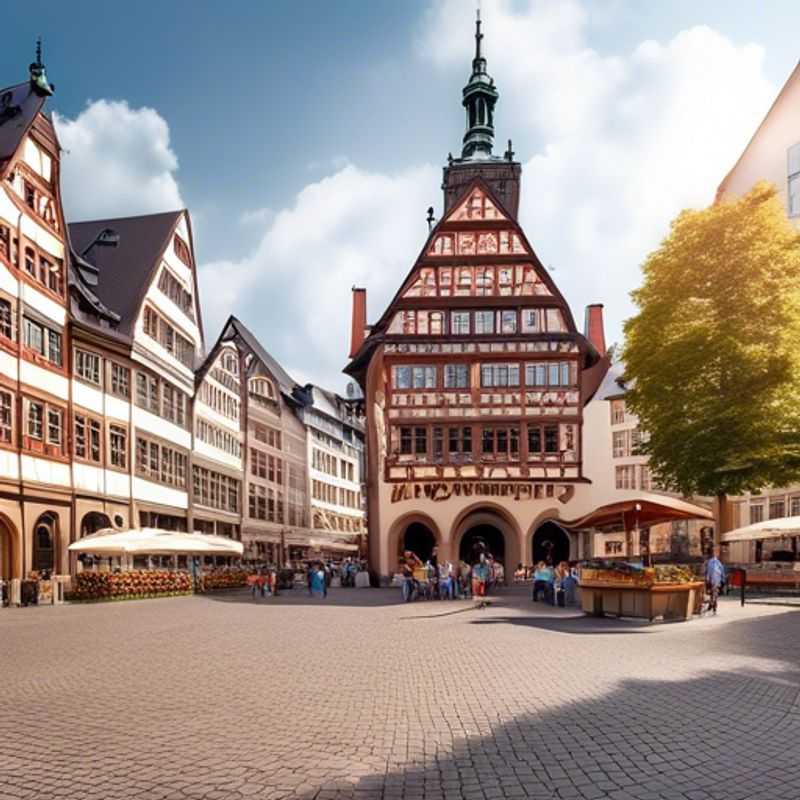 A couple basking in the warm spring sunshine, exploring the vibrant streets of Frankfurt, Germany, a city where history and modernity intertwine.