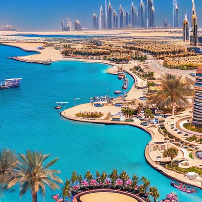 Dubaï, Émirats Arabes Unis : architecture futuriste et soleil printanier.
