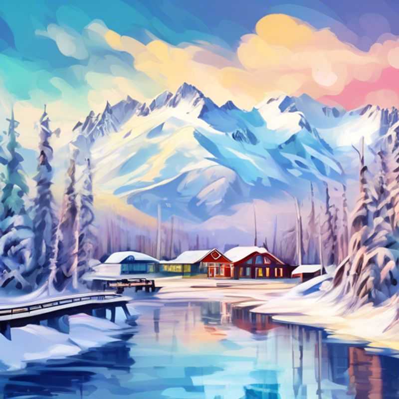 Un voyageur solitaire admirant les majestueuses montagnes enneigées d'Alaska, un décor époustouflant pour une escapade hivernale improvisée d'une semaine.