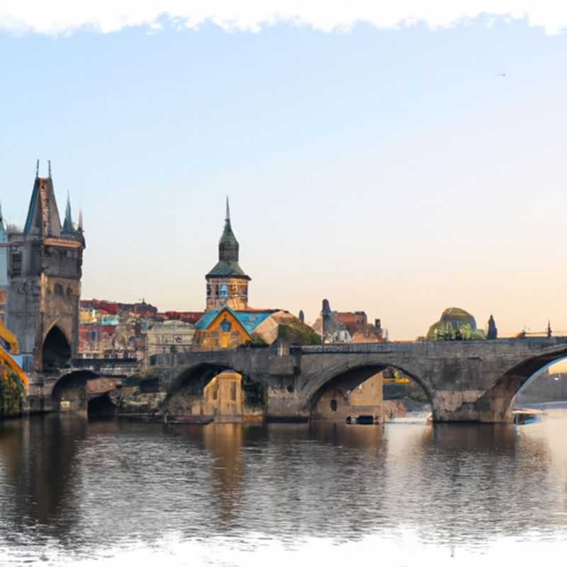 Deux couples profitant de la beauté envoûtante du pont Charles enneigé, un joyau architectural emblématique de Prague, en République tchèque, lors de leur escapade hivernale de trois semaines.