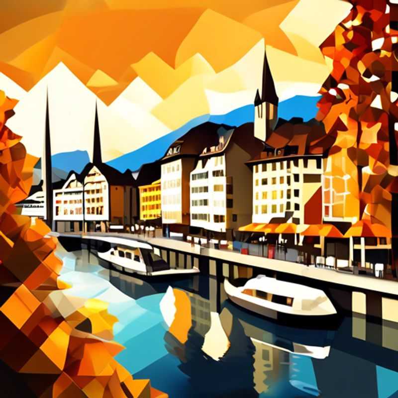 Un voyageur solitaire profitant de la vue imprenable sur Zurich, Suisse, depuis un hôtel de luxe, avec les Alpes enneigées en arrière-plan.